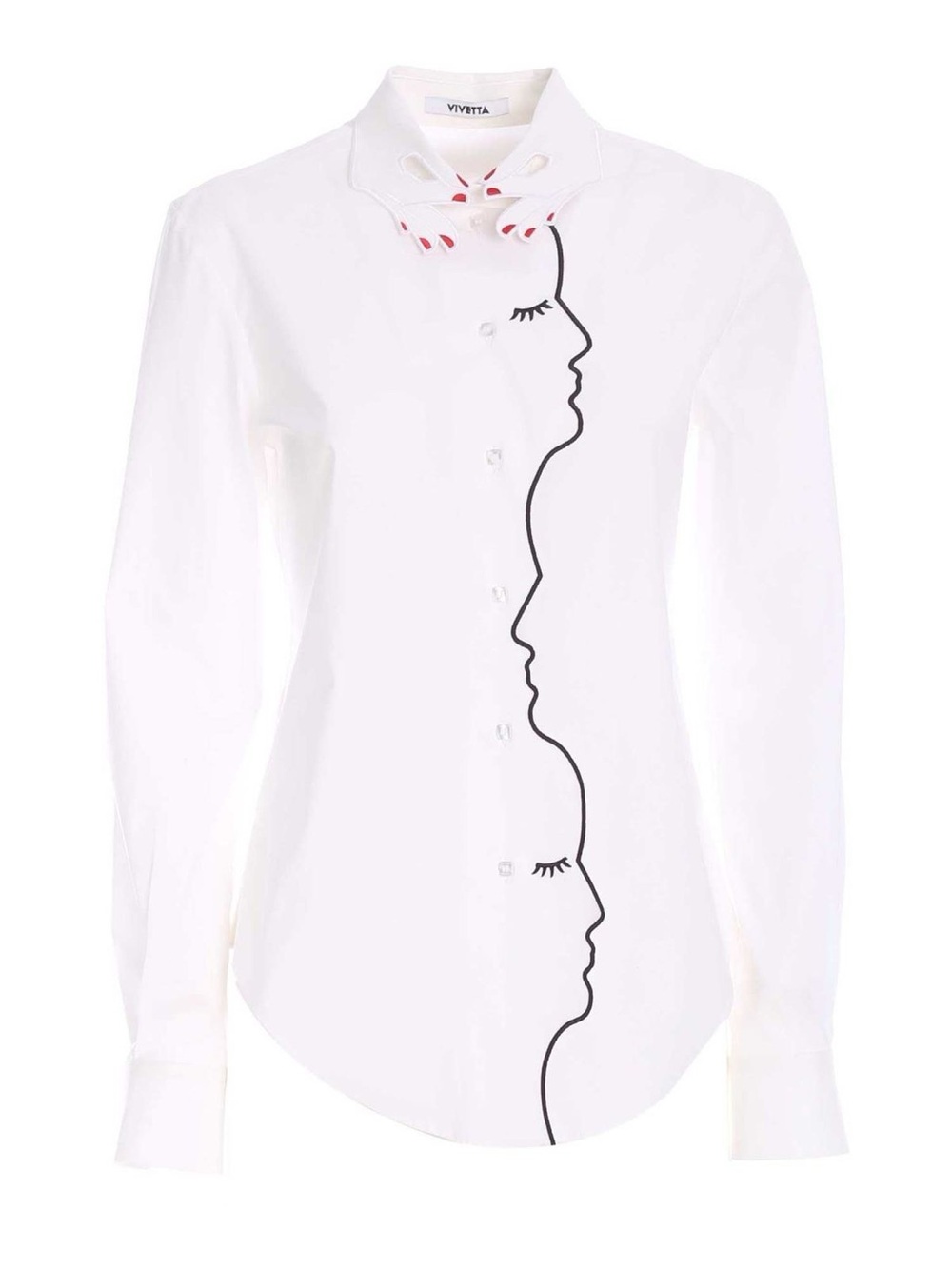 VIVETTA White Hands Collar Button-Down with Silhouette Edge - Sz 38 / 2